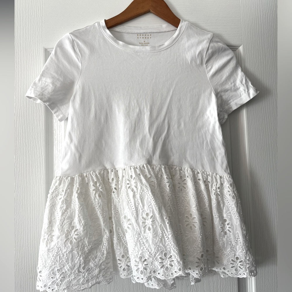 Kate Spade lace peplum tee XS